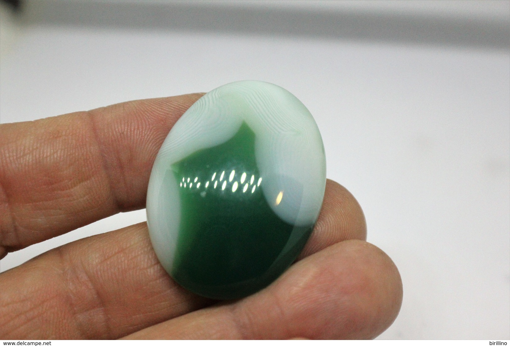 624 - Agata - Cabochon Verde E Bianco - Agate