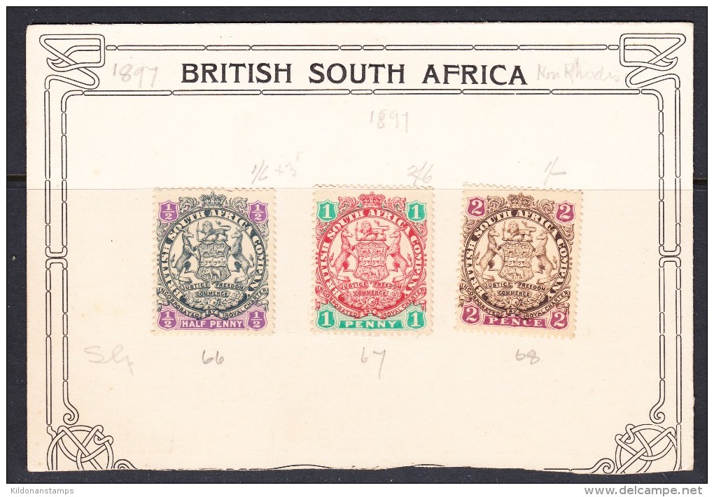British South Africa 1897 Mint Mounted/ Mint No Gum, See Note, Sc# , SG 66,67,68 - Unclassified