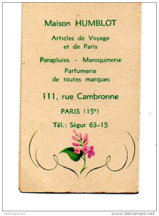 CARTE PARFUMEE  Lilas De CHERAMY Paris  CALENDRIER 1939 - Vintage (until 1960)