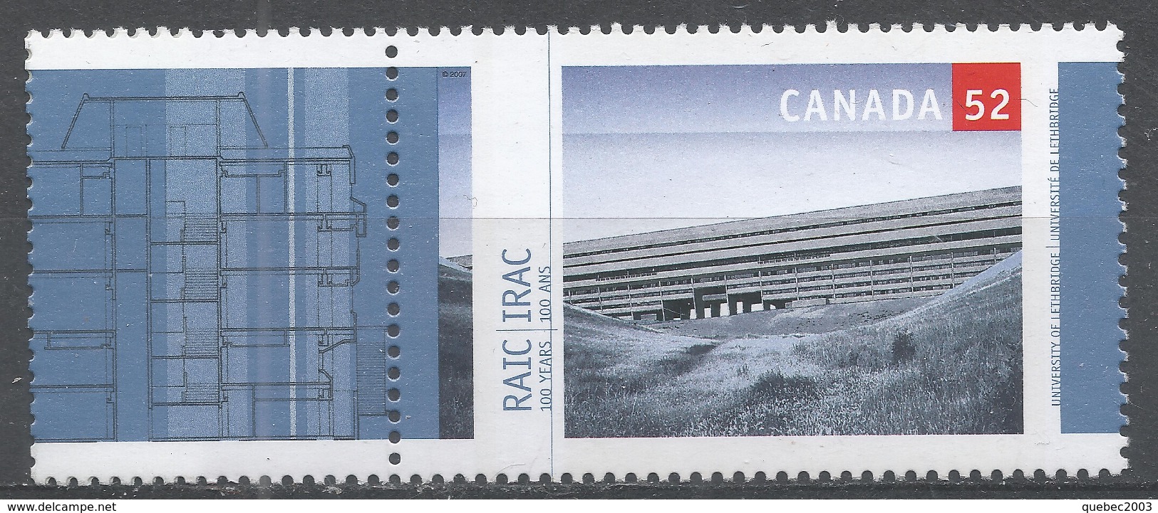 Canada 2007. Scott #2215 + Label (MNH) Building's University Of Lethbridge - Unused Stamps