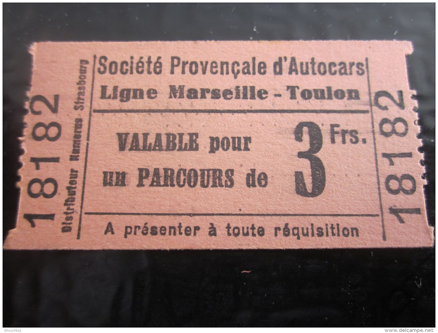 1937  BILLET TICKET TITRE DE TRANSPORT SOCIETE PROVENCALE D'AUTOCARS MARSEILLE TOULON BIGLIETO DI  AUTOBUS ADMISSION - Europe