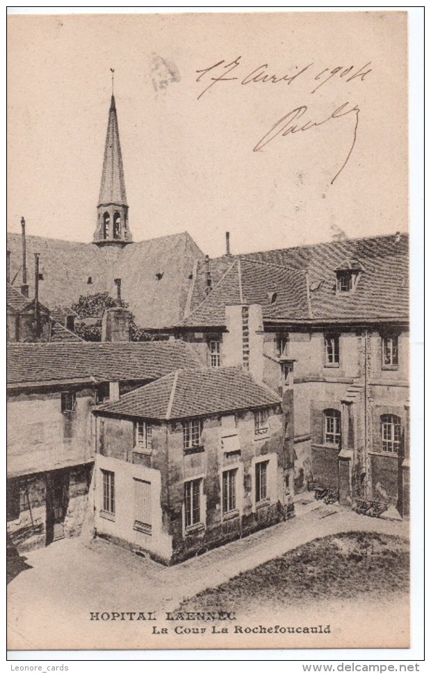 CPA.75.Paris.1904.Hopital Laennec.La Cour La Rochefoucauld. - Santé, Hôpitaux