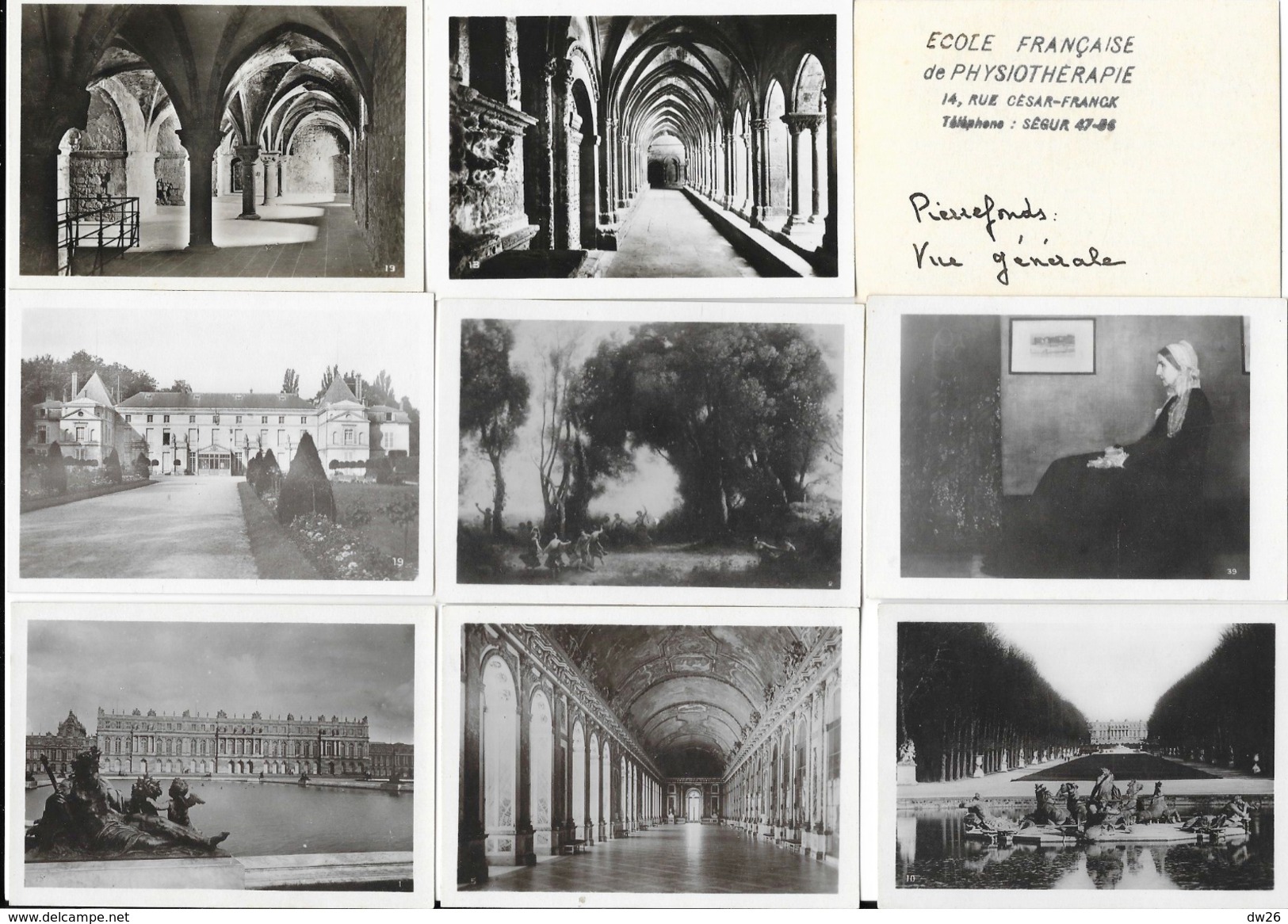 Lot De 45 Mini Photos De Voyages (7 X 9 Cm) - France - Tampon Ecole Française De Physiothérapie - Autres & Non Classés