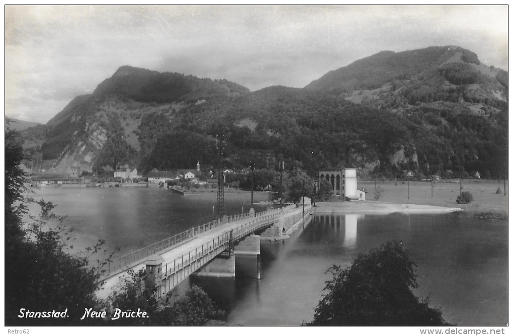 STANSSTAD &#8594; Fotokarte Von Der Neuen Brücke, Ca.1940 - Stans