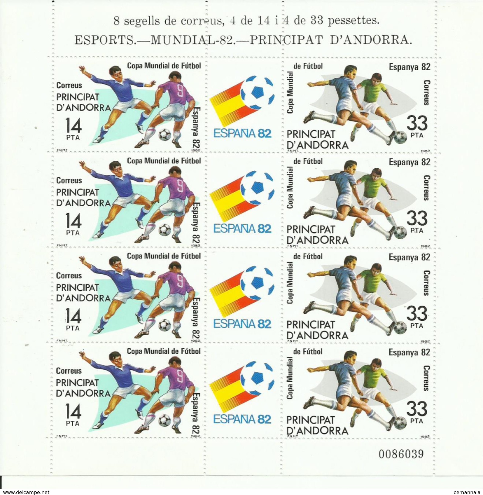 HOJA BLOQUE ANDORRA EDIFIL 159/60  MNH  ** - 1982 – Espagne