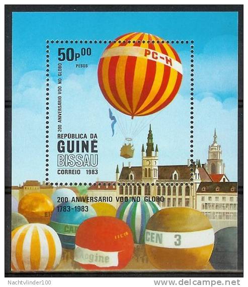 Mua652 TRANSPORT VLIEGTUIGEN 200 JR LUCHTVAART  LUCHTBALLON BALLOON FLUGZEUG GUINÉ-BISSAU 1983 PF/MNH - Luchtballons