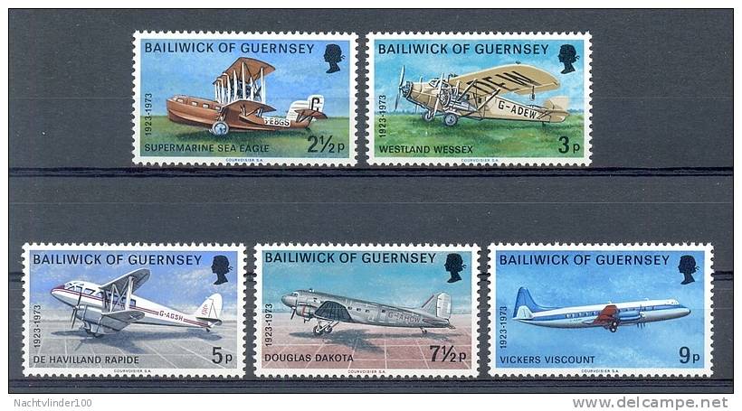 Mua098 TRANSPORT VLIEGTUIGEN PLANES FLUGZEUG GUERNSEY 1973 PF/MNH VANAF1EURO - Vliegtuigen