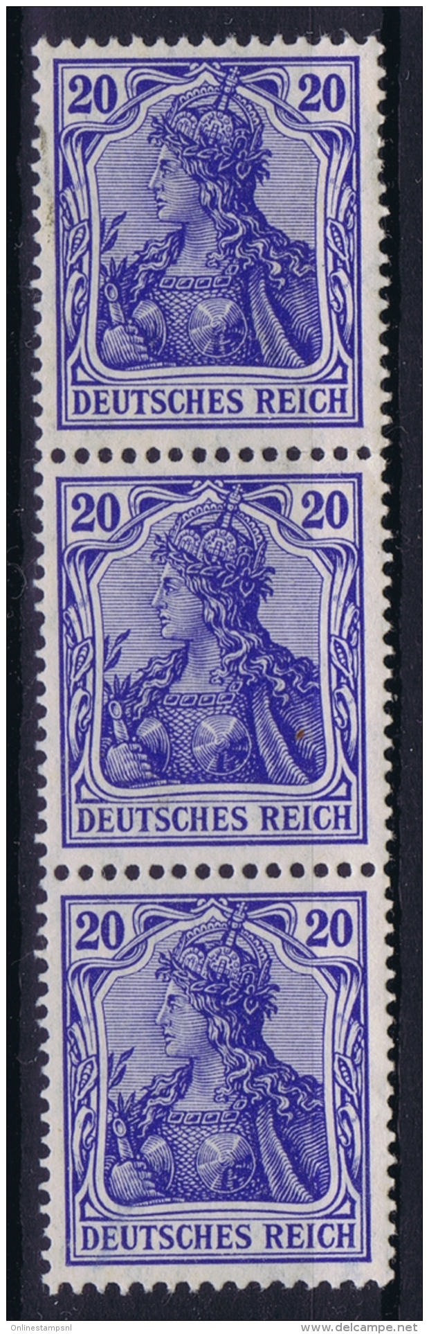 Deutsches Reich 1905 Mi Nr 87 I  A  Dreistreif  MNH/**/postfrisch/neuf Sans Charniere - Ungebraucht