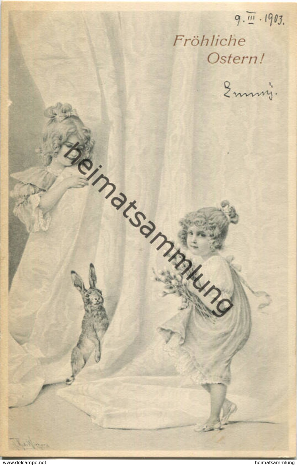 Fröhliche Ostern - Künstlerkarte Signiert R. R. V. Wichera - Beschrieben 1903 - M.M. Vienne Nr. 138 - Wichera
