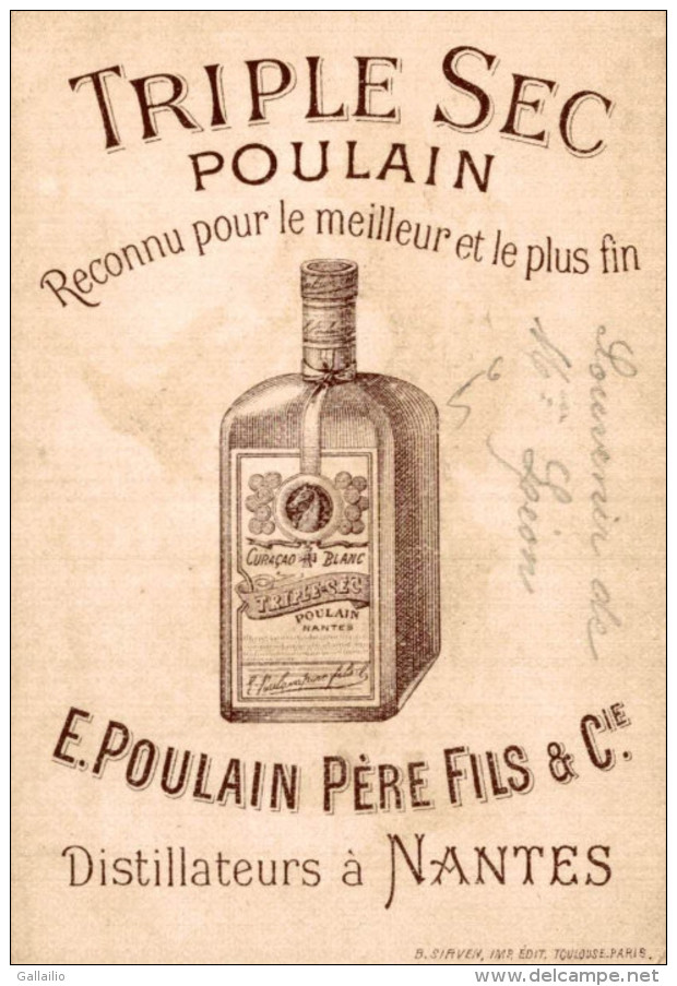 CHROMO TRIPLE SEC POULAIN DISTILLATEUR A NANTES FEMME CANARD EDITION SIRVEN - Autres & Non Classés