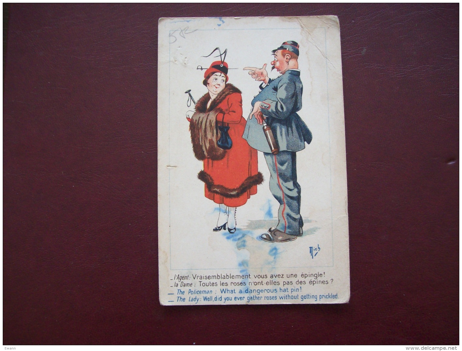 Carte Postale Ancienne Humoristique, Illustrée Par Mich (agent Et Dame) - Mich