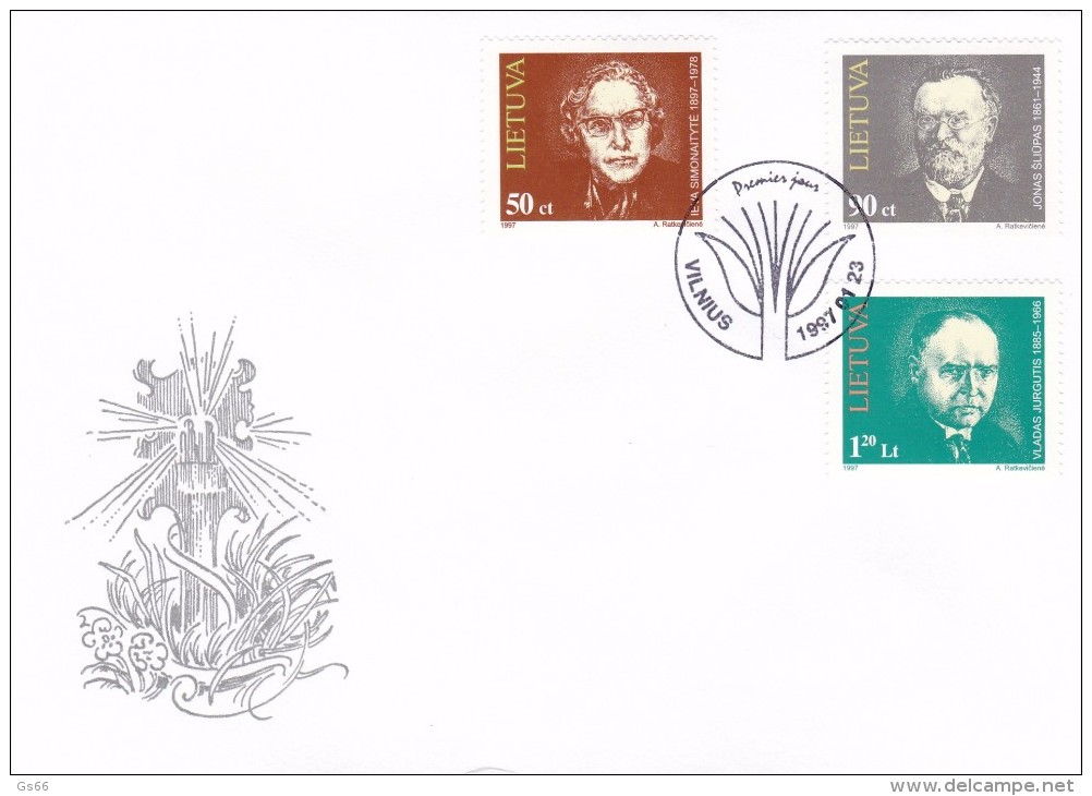 Litauen, 1997,  627/29, Persönlichkeiten (V) ,  FDC - Lituania