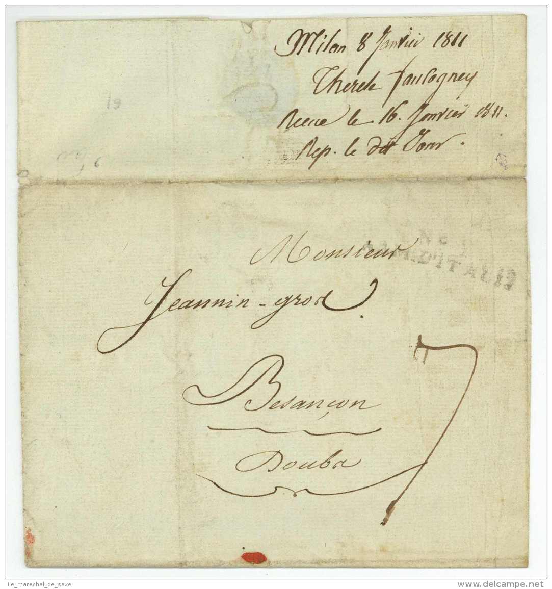 No. I ARMEE D'ITALIE Milano Pour Besancon Doubs 1811 - Sellos De La Armada (antes De 1900)