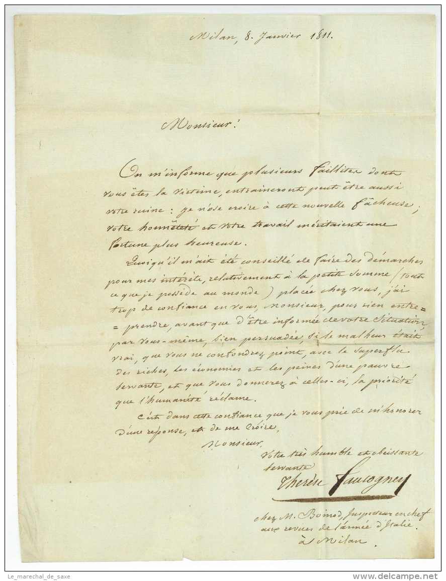 No. I ARMEE D'ITALIE Milano Pour Besancon Doubs 1811 - Armeestempel (vor 1900)