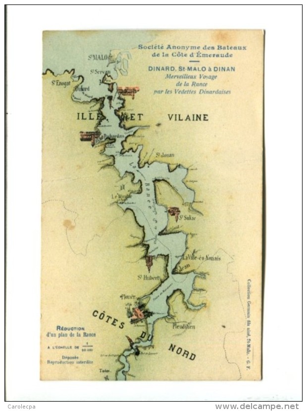 CARTE D HORAIRES AOUT 1911 _ DINARD  (35) SERVICE DE LA RANCE VEDETTES DINARDAISES - Dinard