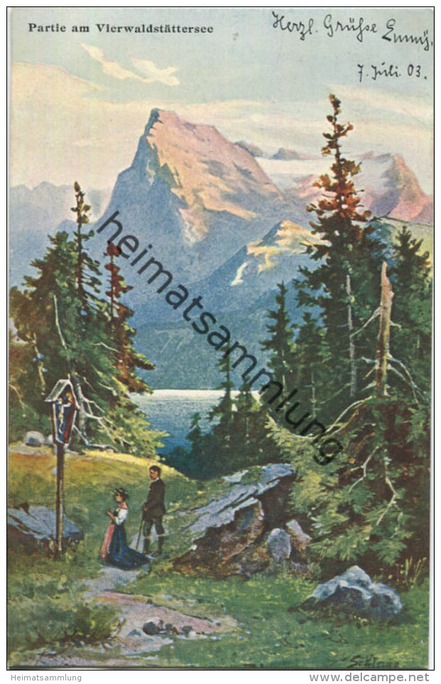 Schweiz - Partie Am Vierwaldstättersee - Künstlerkarte Schlemo - Beschrieben 1903 - Schlemo, F.