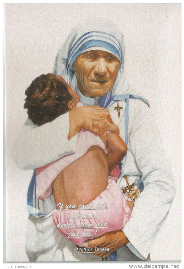 Saint Mother Teresa India Picture Post Card Issued By India Post, Inde,As Per Scan - Madre Teresa
