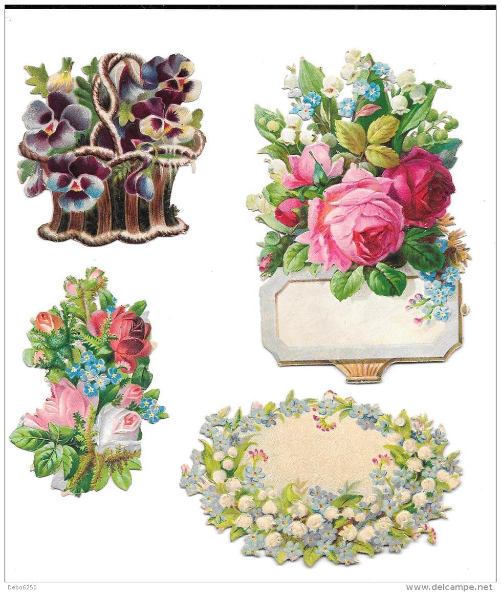 4 Motifs Floraux Pour Création De Carte - Flores