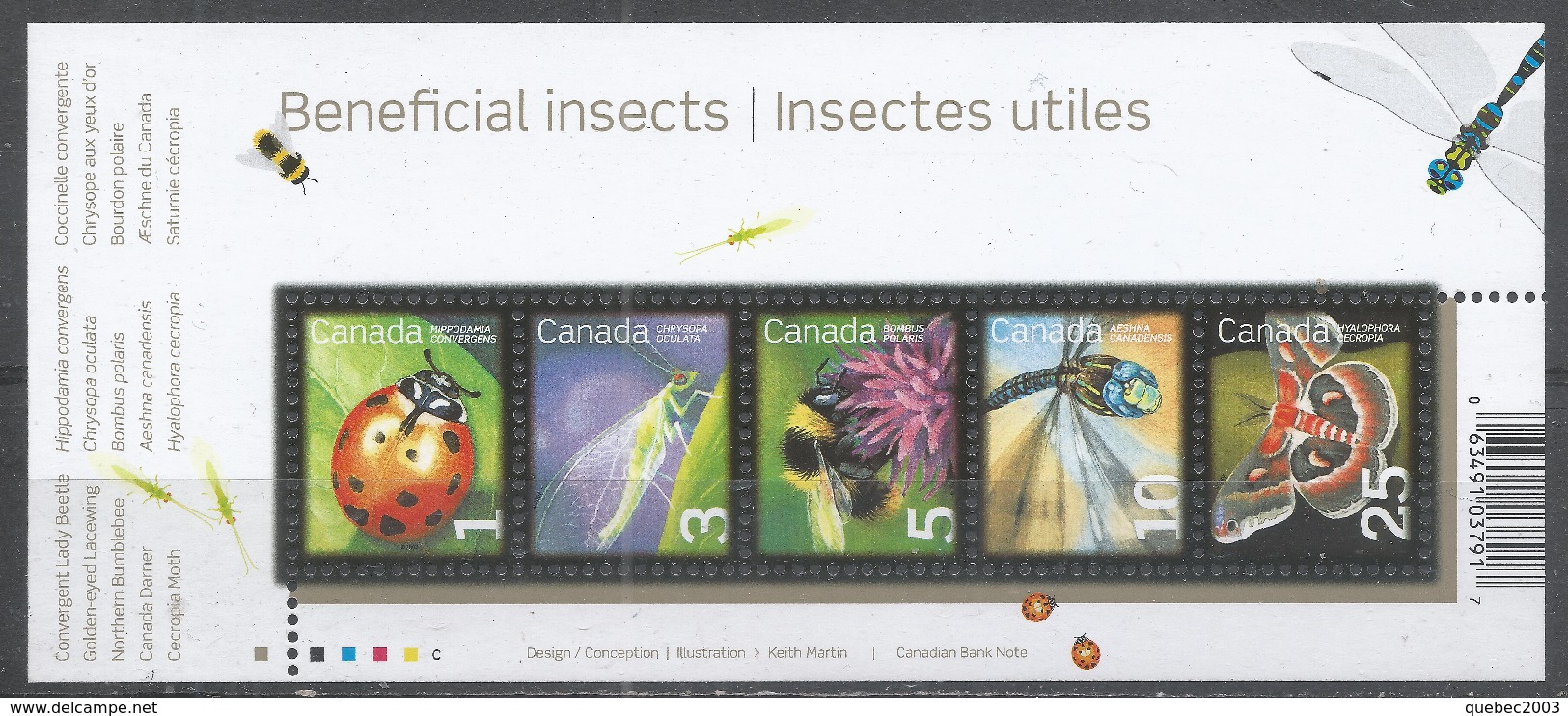 Canada 2007. Scott #2238a (MNH) Beneficial Insects - Unused Stamps