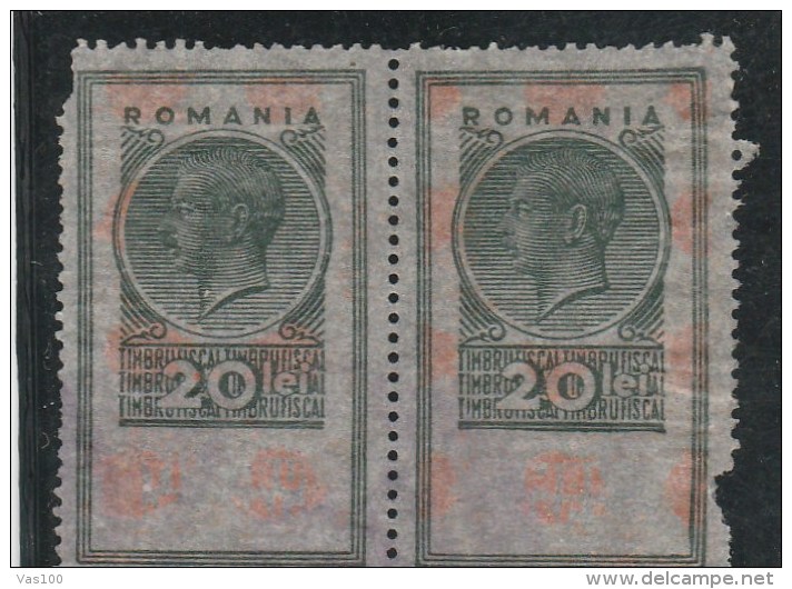 # 195 REVENUE STAMPS, 20 LEI, STAMPS IN PAIR, ROMANIA. - Fiscale Zegels