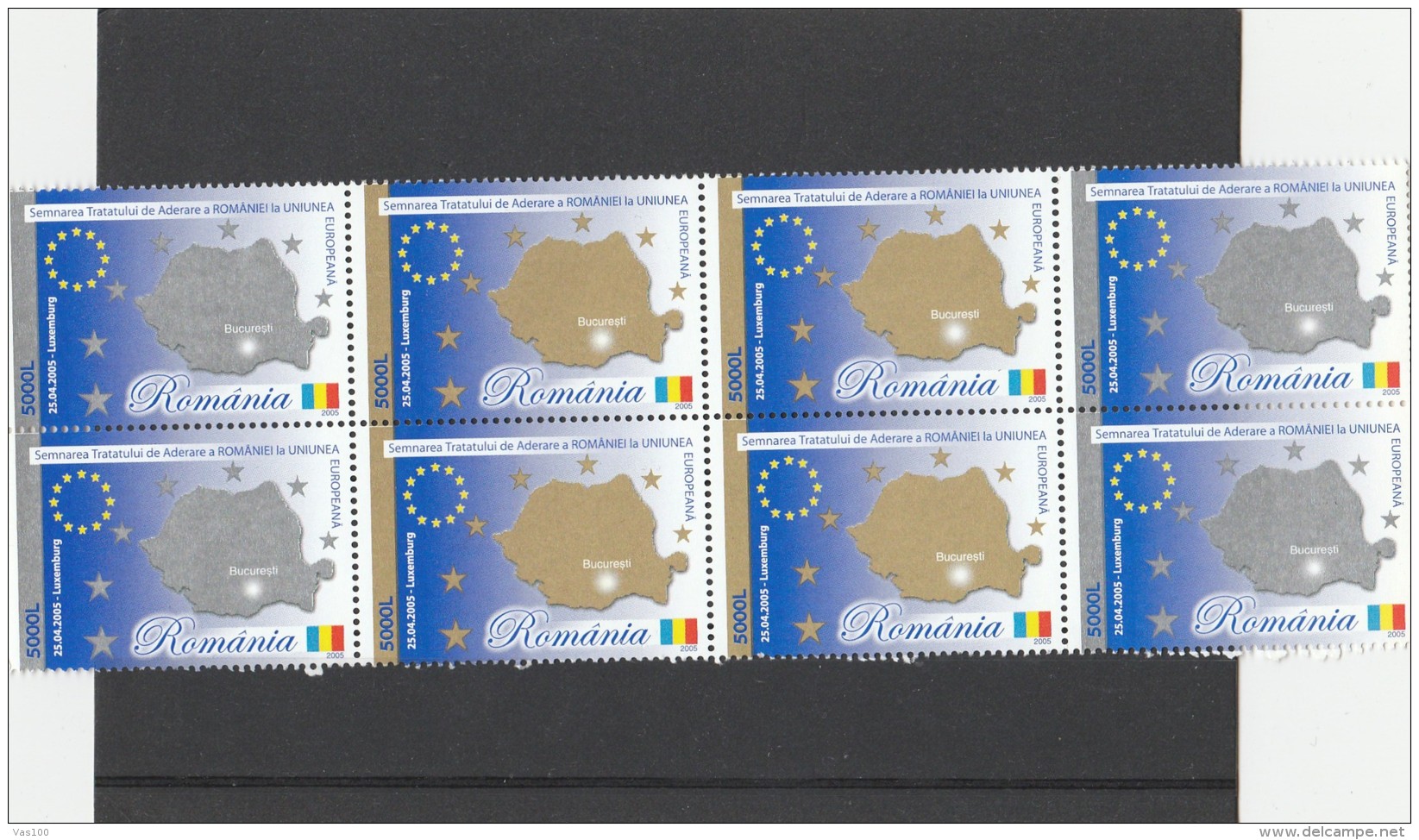 #195 MAP, ROMANIA, EUROPEAN UNION, 2005, MNH**, 8 STAMP, ROMANIA. - Unused Stamps