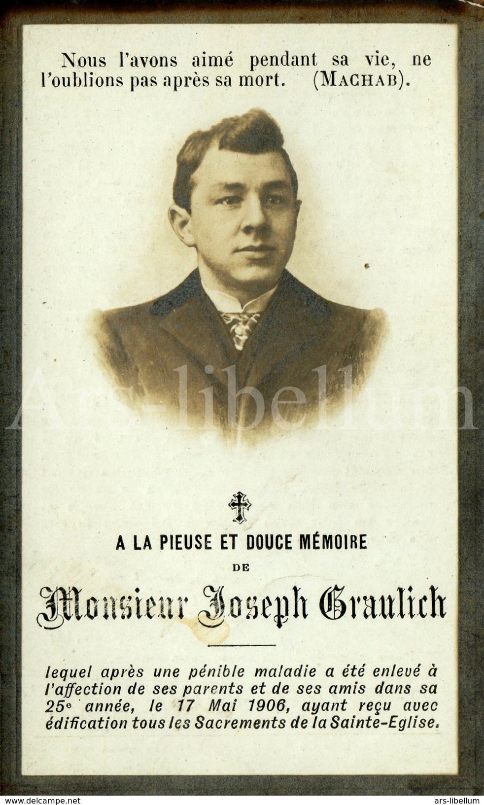 Doodsprentje / Avis De Décès / Joseph Graulich / Doornik / 1906 / 2 Scans - Images Religieuses