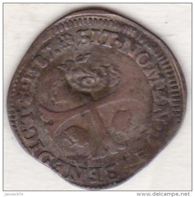 SOL De 15 DENIERS 1587 C (Saint Lô) HENRI III. Avec Contremarque Fleur De Lys. MONNAIE COLONIALE - Coloniales