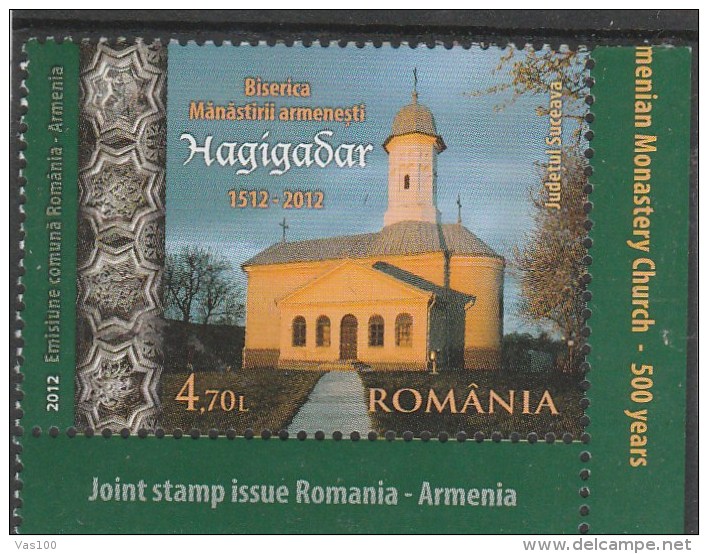 #197 HAGIGADAR MONASTERY, ROMANIA - ARMENIA, 2012, MNH**, ONE STAMP, ROMANIA. - Unused Stamps