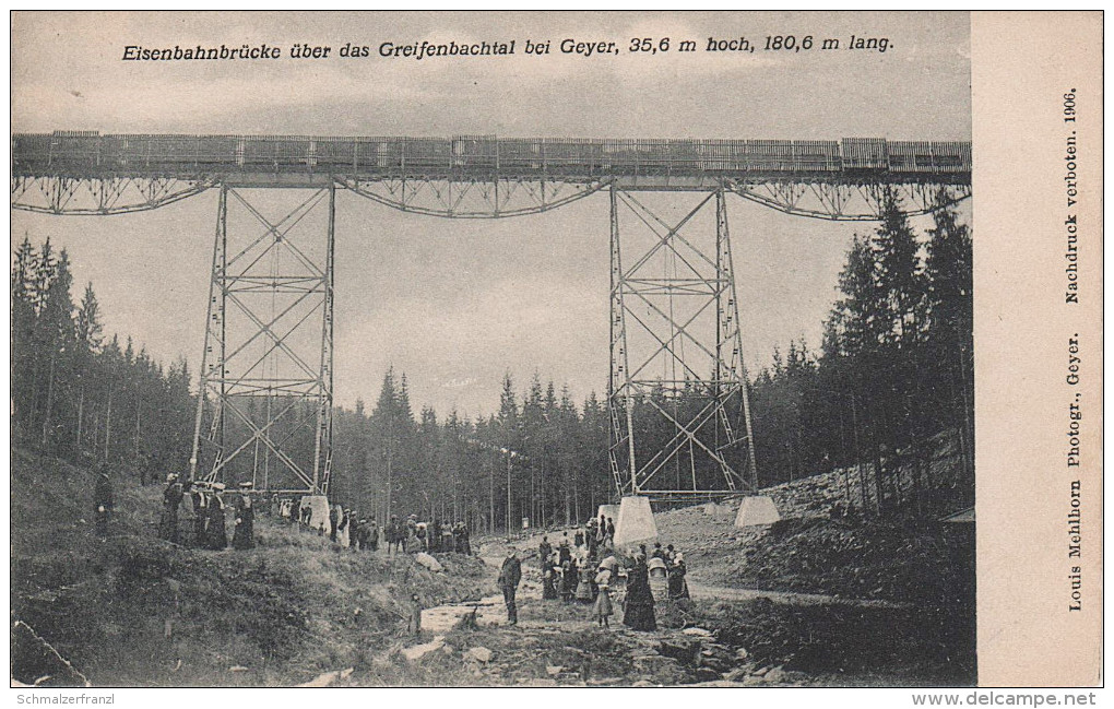 AK Geyer Eisenbahnbrücke Eisenbahn Brücke Greifenbachtal Greifenbachviadukt Bei Thum Ehrenfriedersdorf Tannenberg Wiesa - Geyer