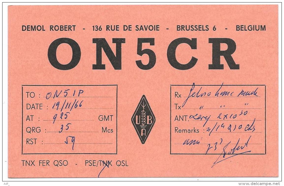 CARTE QSL BELGIQUE ON5CR, RADIO AMATEUR, BRUSSELS 6 - BELGIUM, BRUXELLES - Radio Amateur