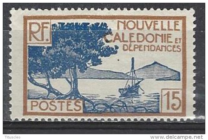 NOUVELLE CALEDONIE 144** 15c Bistre Et Bleu Baie De La Pointe Des Palétuviers - Unused Stamps