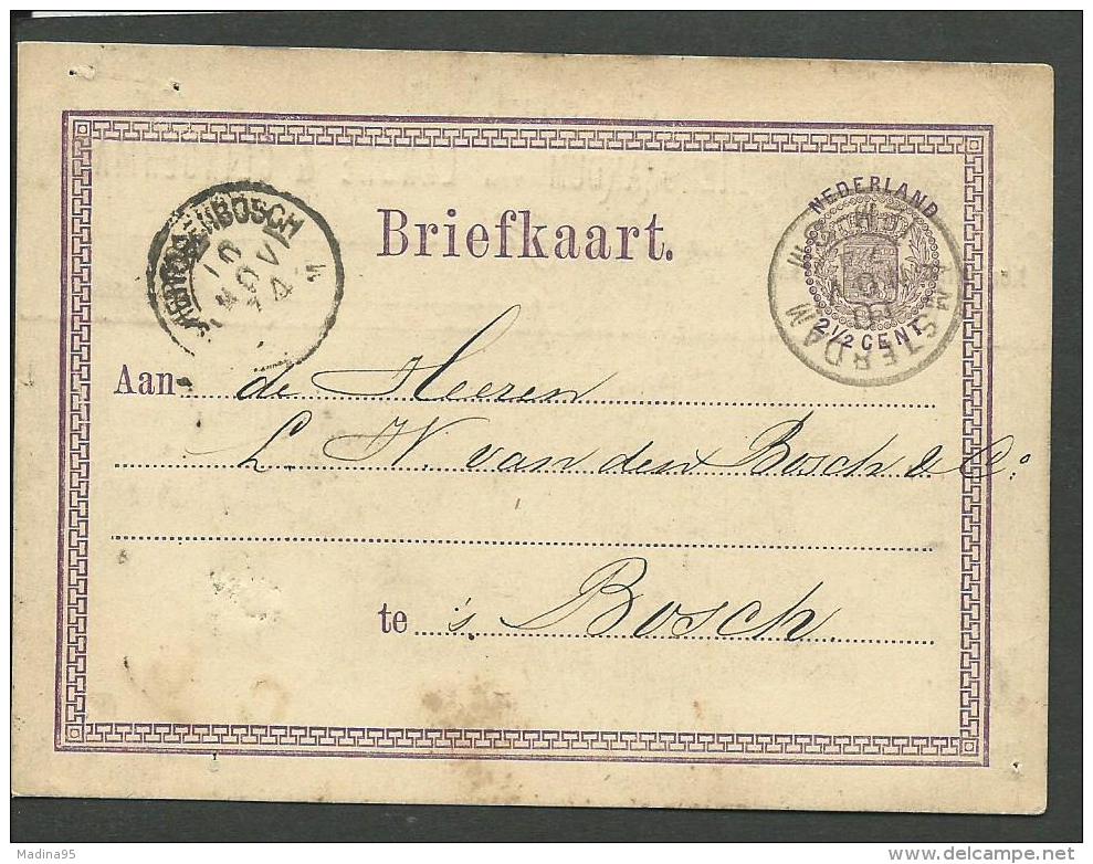 PAYS-BAS: Obl., ENTIERS POSTAUX, CP N°2b, 1872, Rousseurs, AB - Postal Stationery