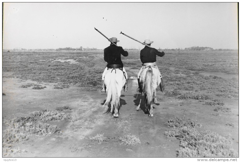 Photo Ancienne - Deux Gardians Camargais Sur Leur Cheval - Verso Photo GEORGE Arles - Format : 240 X 180mm - TB. Etat - Personnes Anonymes