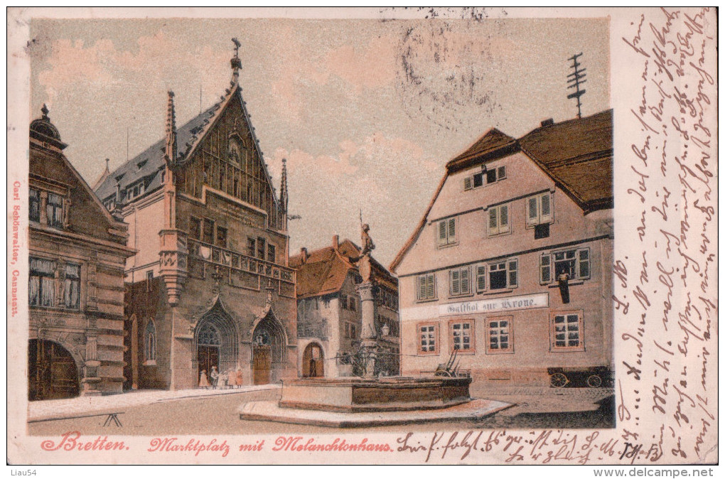 BRETTEN Marktplatz Mit Melanchtonhaus (1902) - Bretten