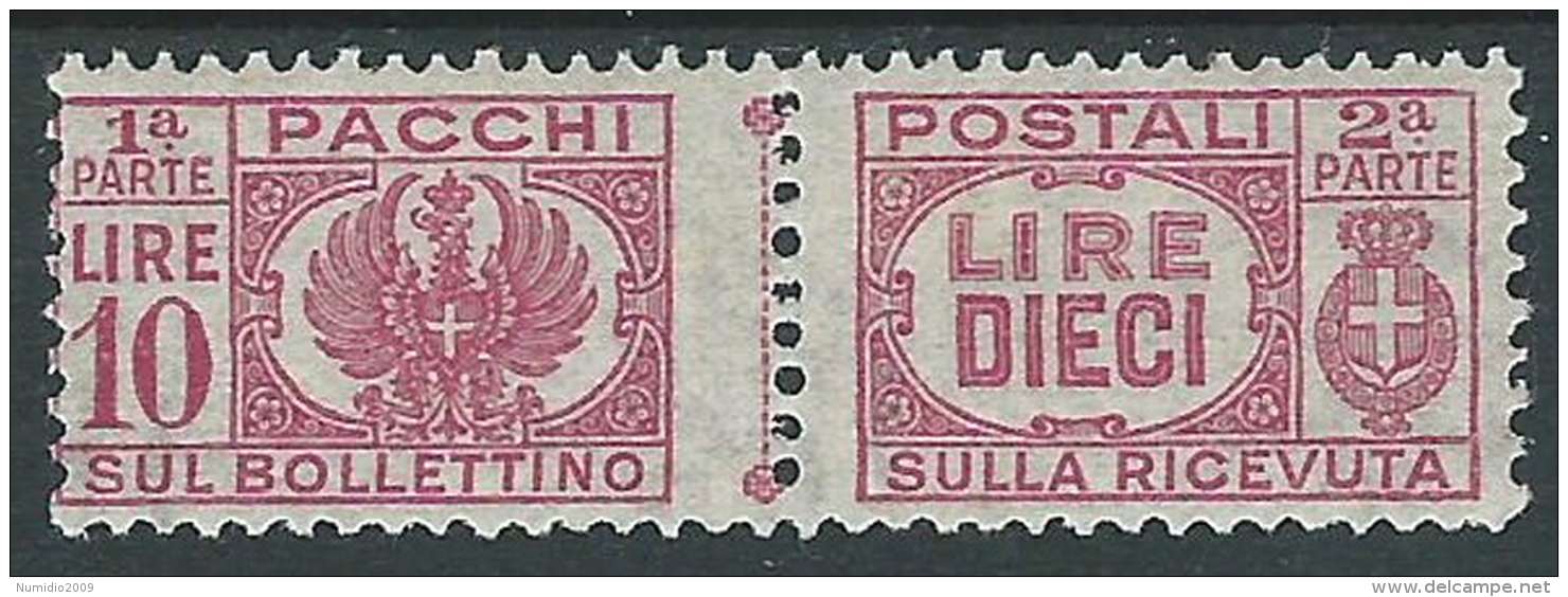 1946 LUOGOTENENZA PACCHI POSTALI 10 LIRE MH * - CZ19-3 - Postpaketten