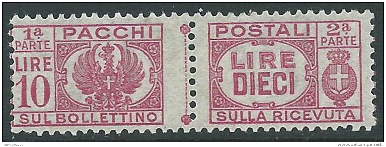 1946 LUOGOTENENZA PACCHI POSTALI 10 LIRE MNH ** - CZ19-5 - Postpaketten