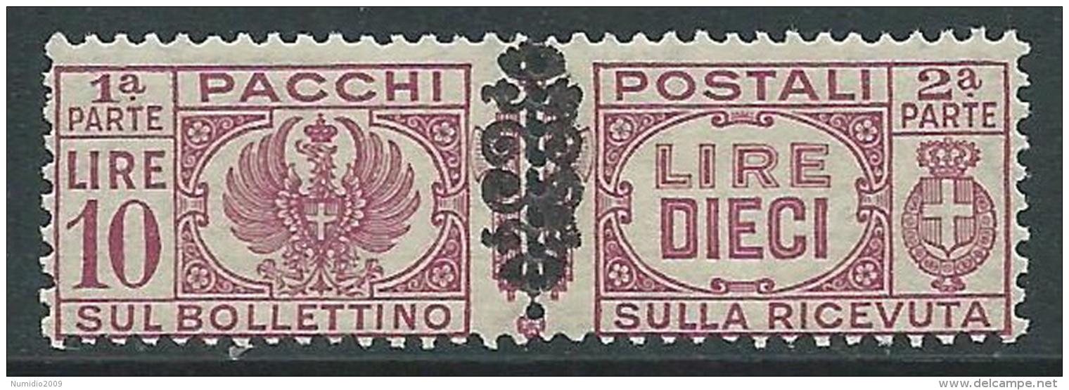 1945 LUOGOTENENZA PACCHI POSTALI 10 LIRE MNH ** - CZ19-2 - Postpaketten