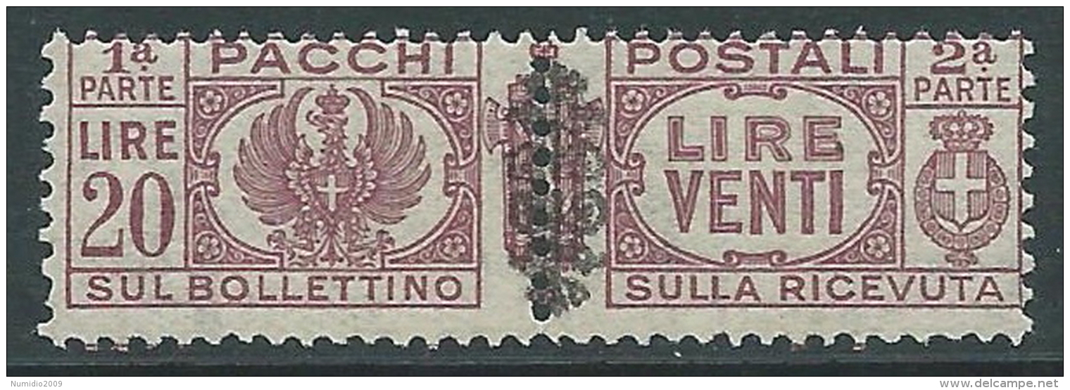 1945 LUOGOTENENZA PACCHI POSTALI 20 LIRE MNH ** - CZ19-2 - Colis-postaux