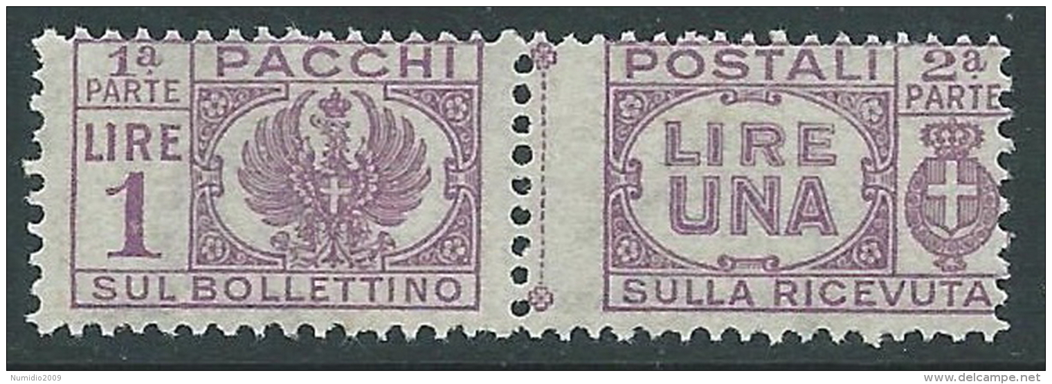 1946 LUOGOTENENZA PACCHI POSTALI 1 LIRA MNH ** - CZ19-2 - Paketmarken