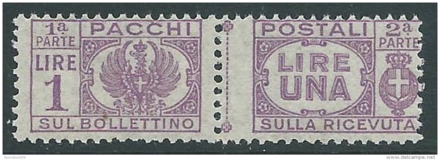 1946 LUOGOTENENZA PACCHI POSTALI 1 LIRA MNH ** - CZ19-3 - Postpaketten