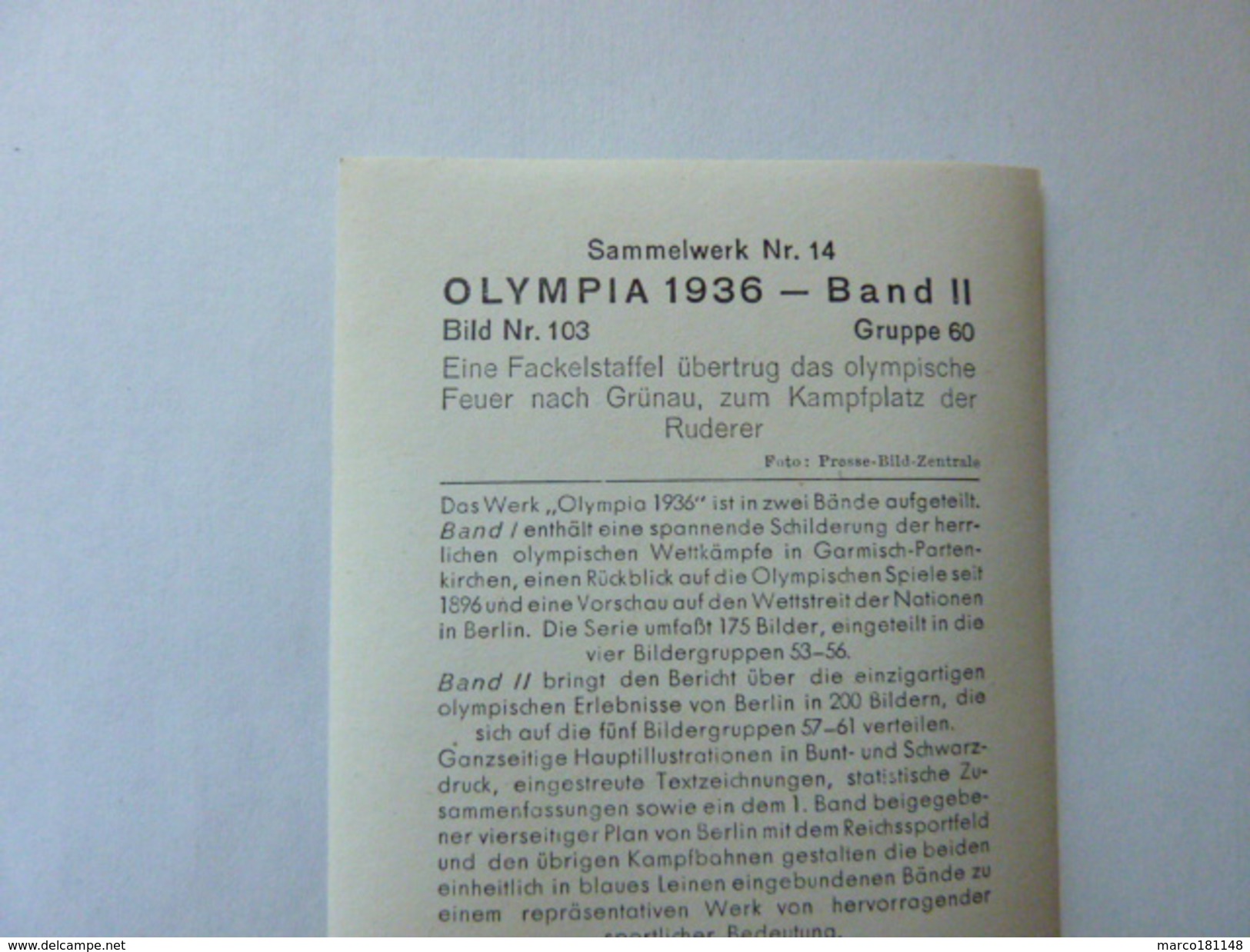 OLYMPIA 1936 - Band II - Bild Nr 103 Gruppe 60 - Passage De La Flamme Olympique - Sport