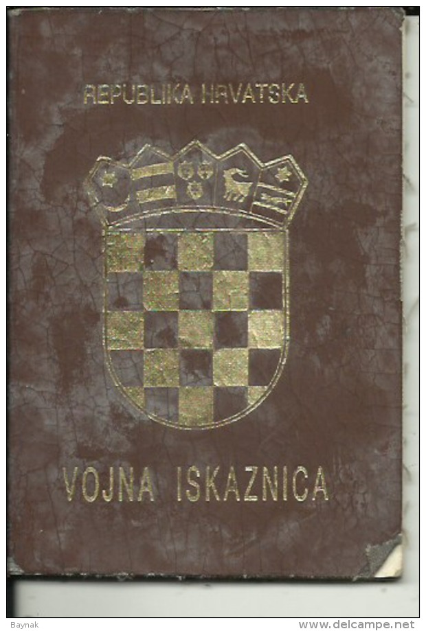 CROATIA    --  VOJNA ISKAZNICA,  MILITARPASS, SOLDBUCH, MILITARY PASS - Documents