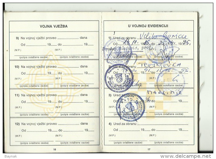 CROATIA    --  VOJNA ISKAZNICA,  MILITARPASS, SOLDBUCH, MILITARY PASS - Documents