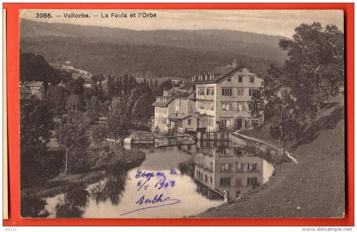 FIC-07  Vallorbe, La Foula Et L'Orbe.  Cachet 1908 - Vallorbe