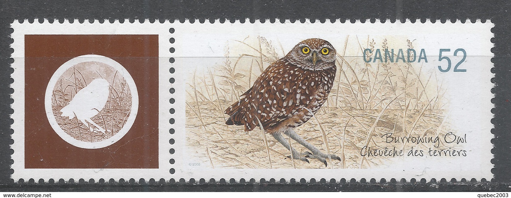 Canada 2008. Scott #2285d (MNH) Endagered Animals: Owl's: Burrowing, Hibou - Ungebraucht