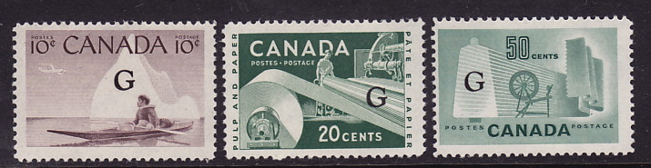 1961-2  The Famous «Flying G» Overprint  All 3 Stamps  Sc O38a, 39a, 45a All MNH ** - Aufdrucksausgaben