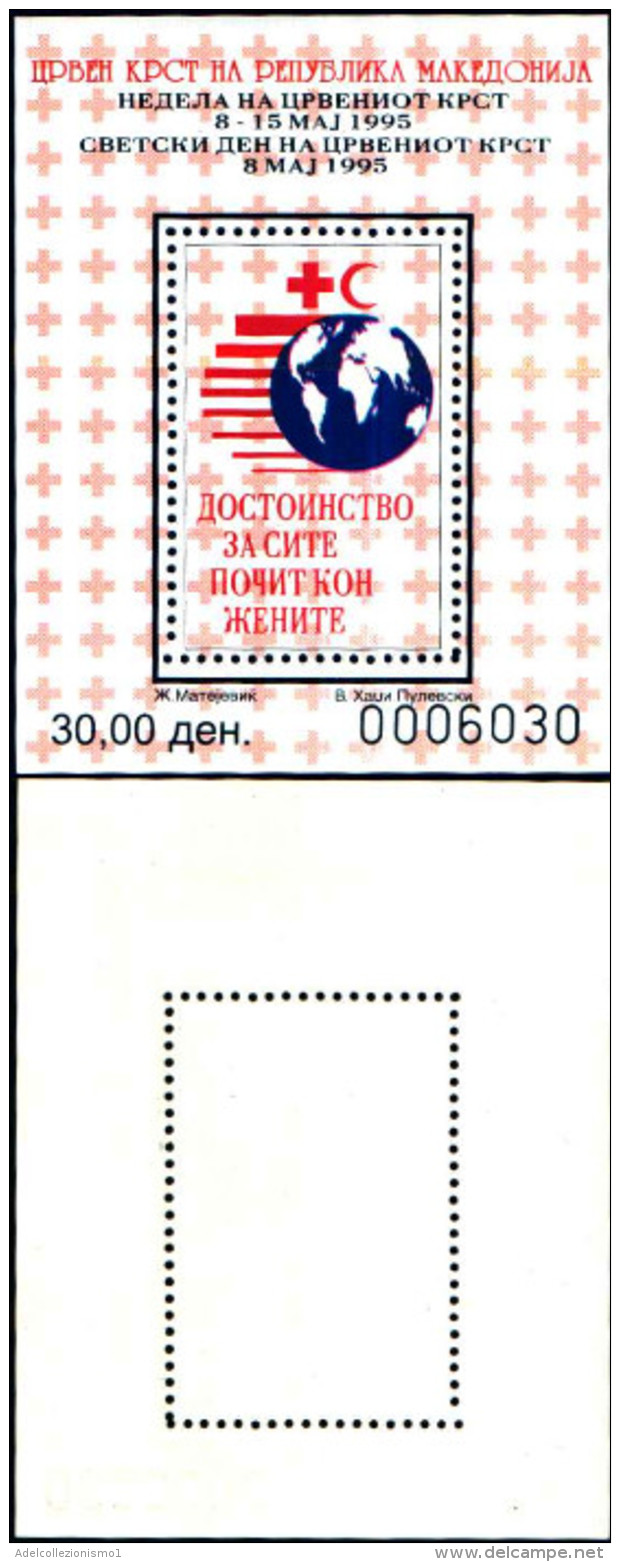 83890) Macedonia-1995-settimana Della Croce Rossa -BF -n.10a-cat-3 Euro Nuovo Non Dentellato - Macedonia Del Nord