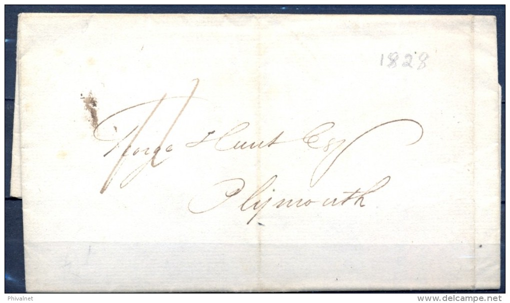 1828 , GRAN BRETAÑA ,CARTA CIRCULADA ENTRE LONDRES Y PLYMOUTH - ...-1840 Prephilately