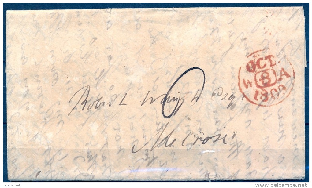 GRAN BRETAÑA , 1809 , CARTA CIRCULADA ENTRE EDIMBURGO Y MELROSE EN ESCOCIA - ...-1840 Prephilately