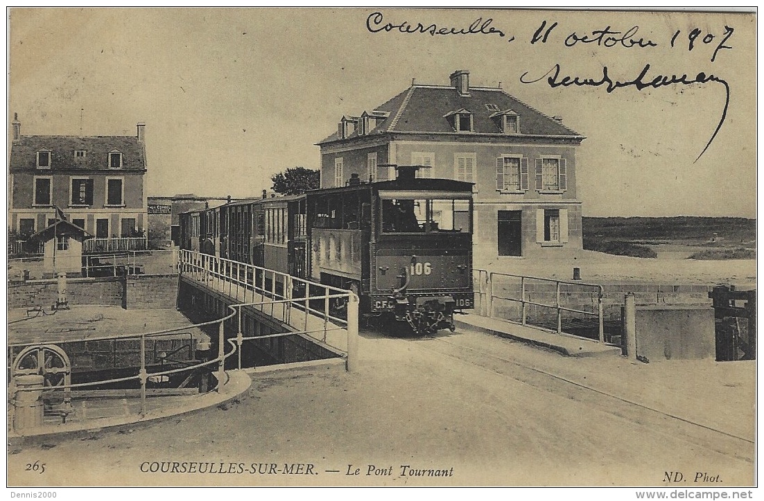 263- COURSEULLES-sur-MER - Le Pont Tournant -ed. N D  - TRAIN - Courseulles-sur-Mer